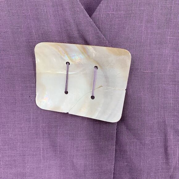 Heydari 100% Linen Jacket Lagenlook Size 1X Plus Lavender Mother Of Pearl Button - Picture 7 of 7